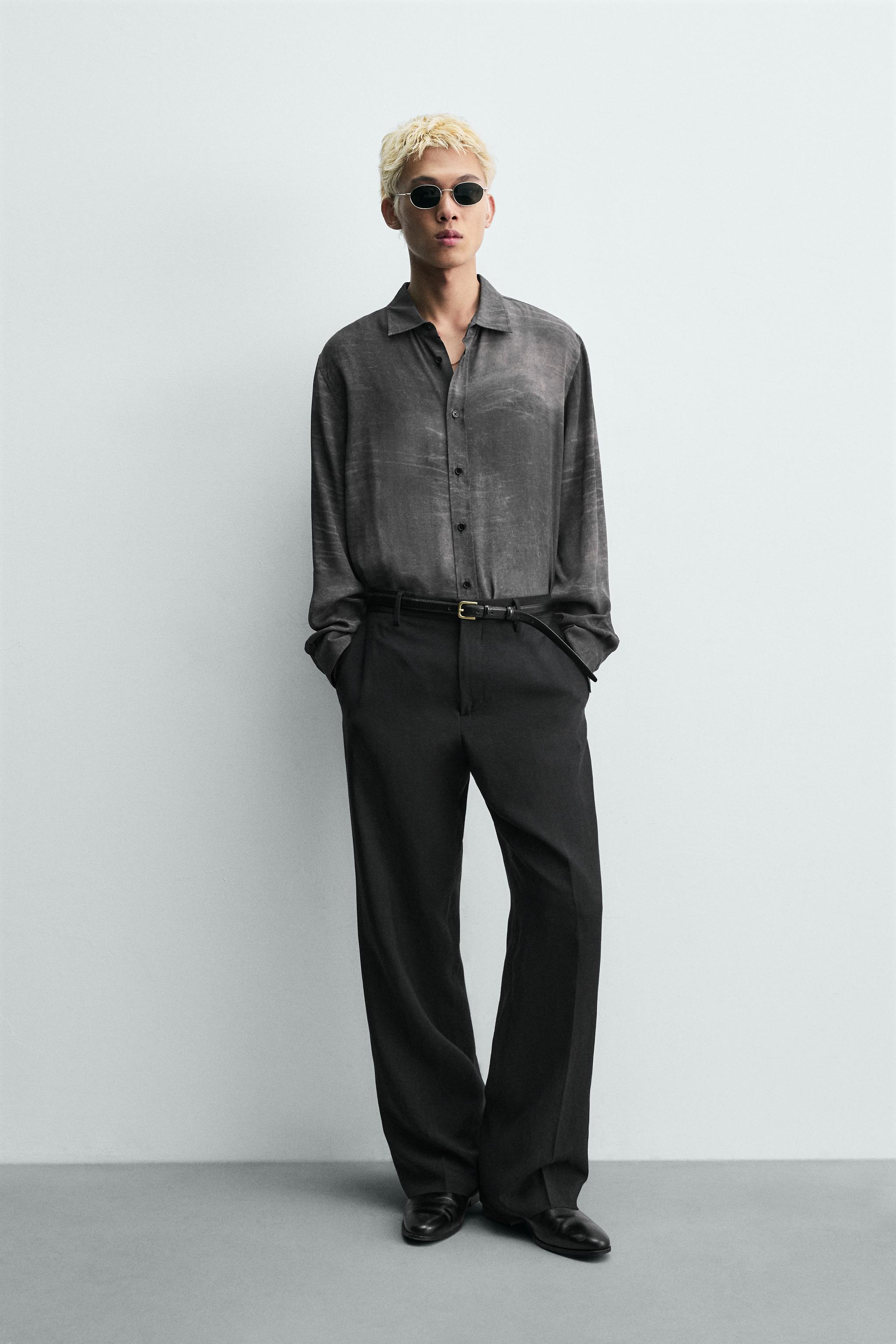 FLUID WASHED EFFECT PRINT SHIRT